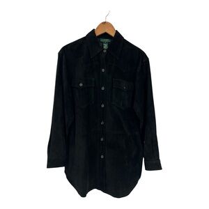 Vintage Lauren Ralph Lauren black suede western shirt jacket SZ M